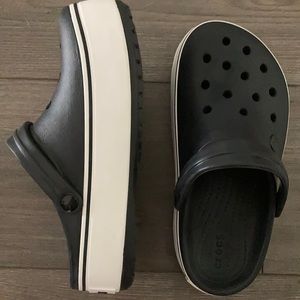 Crocs Platform slip on white and Black shoes 7
